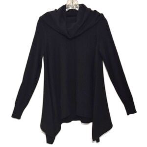 C by Bloomingdale’s 100% Cashmere Sweater Small Cowl Neck Asymmetrical Hem Black